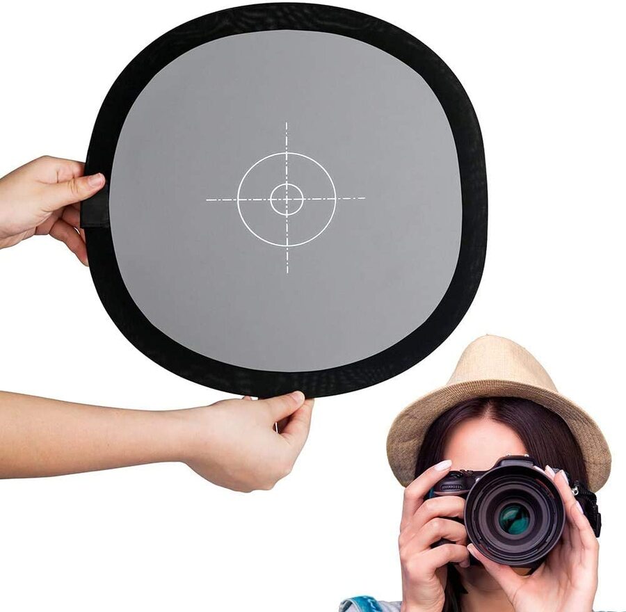 لوحة تركيز البطاقة الرمادية/البيضاء مقاس 30 سم للصور الفوتوغرافية عالية الجودة