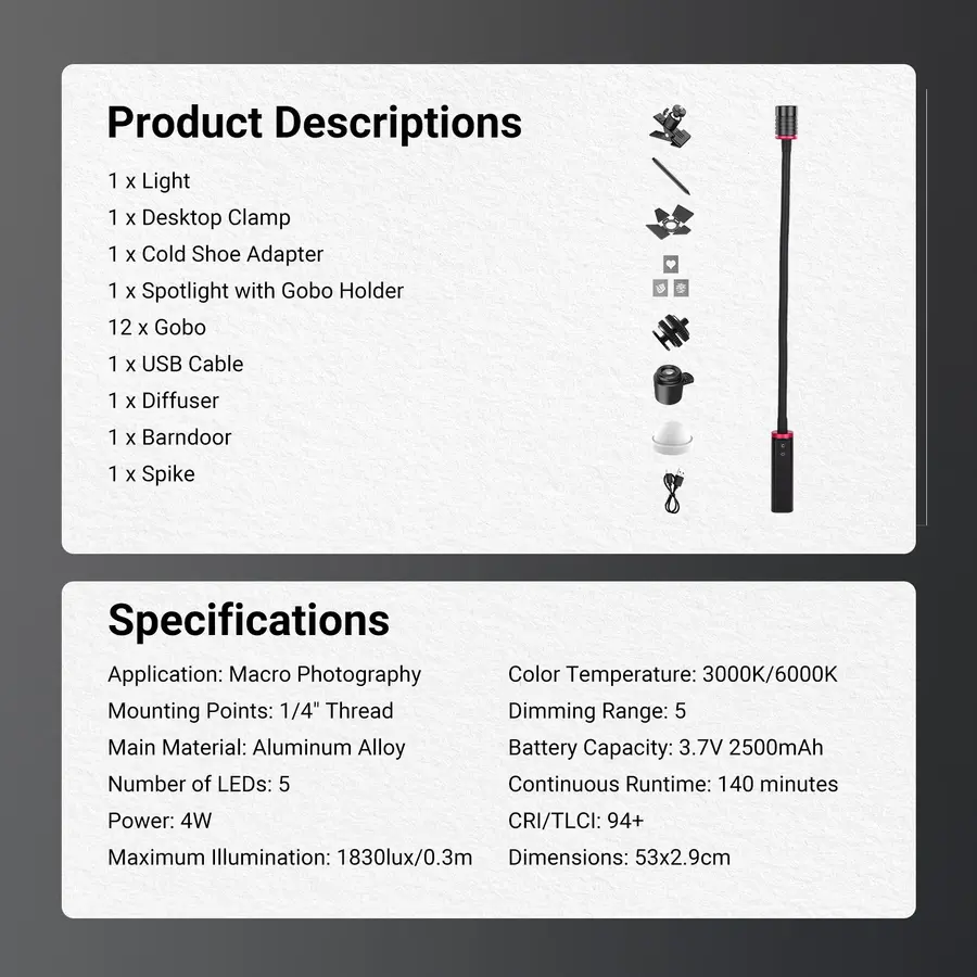 NEEWER BASICS ML01 Macro Photography LED Light