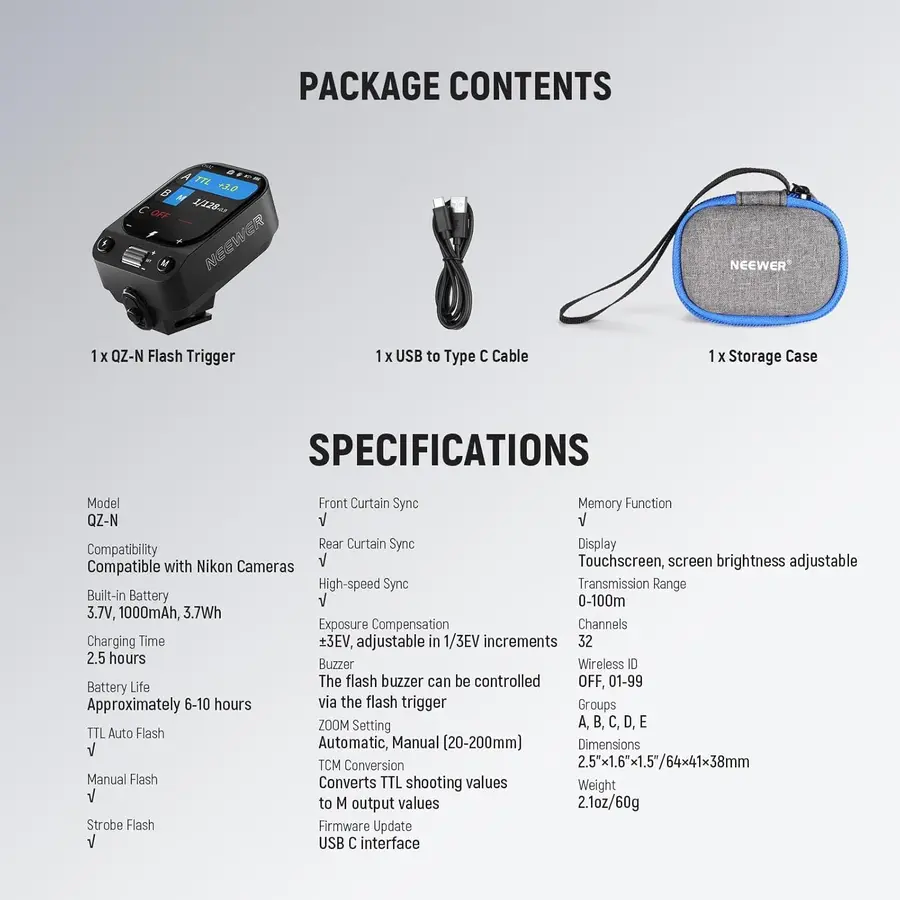 NEEWER QZ TTL Wireless Flash Trigger Transmitter