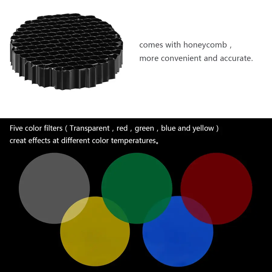NEEWER NK-NALTP Aluminium Alloy Conical Snoot Kit with Honeycomb Grid