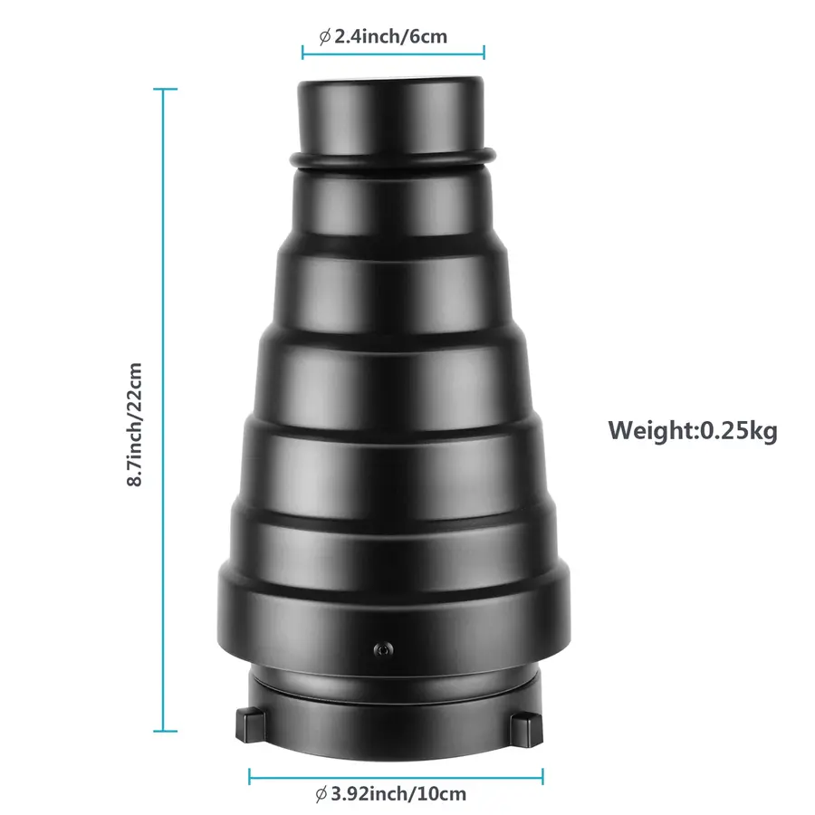 NEEWER NK-NALTP Aluminium Alloy Conical Snoot Kit with Honeycomb Grid