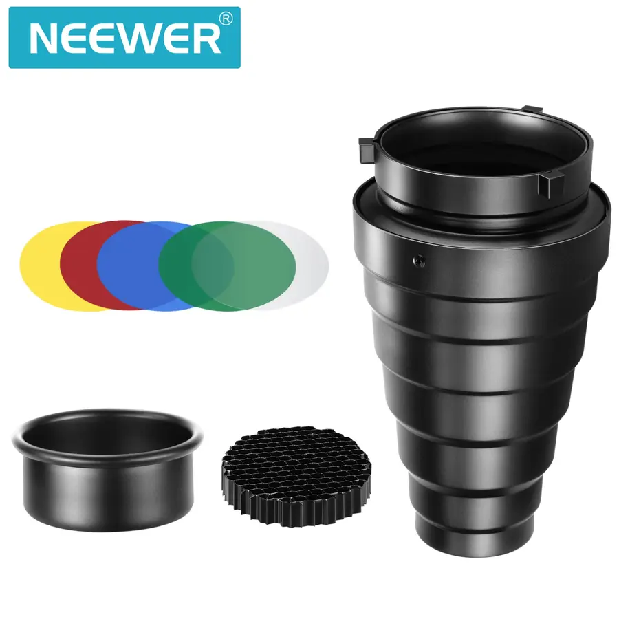 NEEWER NK-NALTP Aluminium Alloy Conical Snoot Kit with Honeycomb Grid