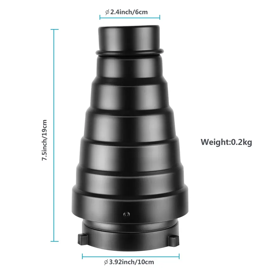NEEWER NK-NALTP Aluminium Alloy Conical Snoot Kit with Honeycomb Grid