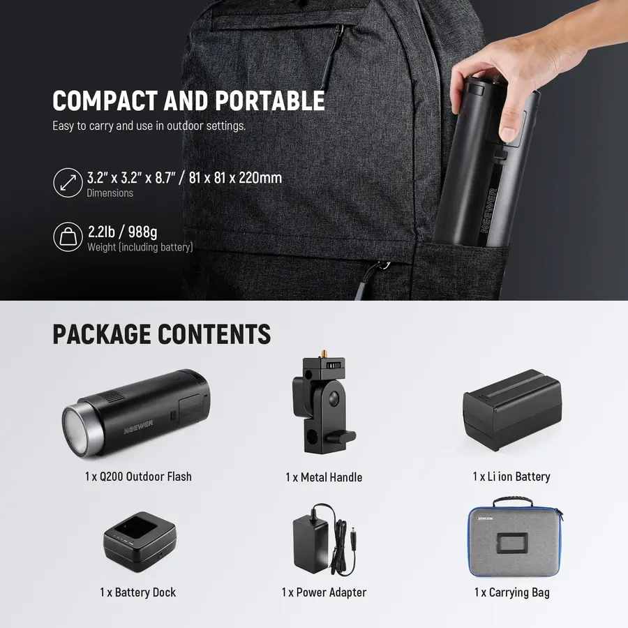 NEEWER Q200 200Ws 2.4G TTL Outdoor Flash with App Control