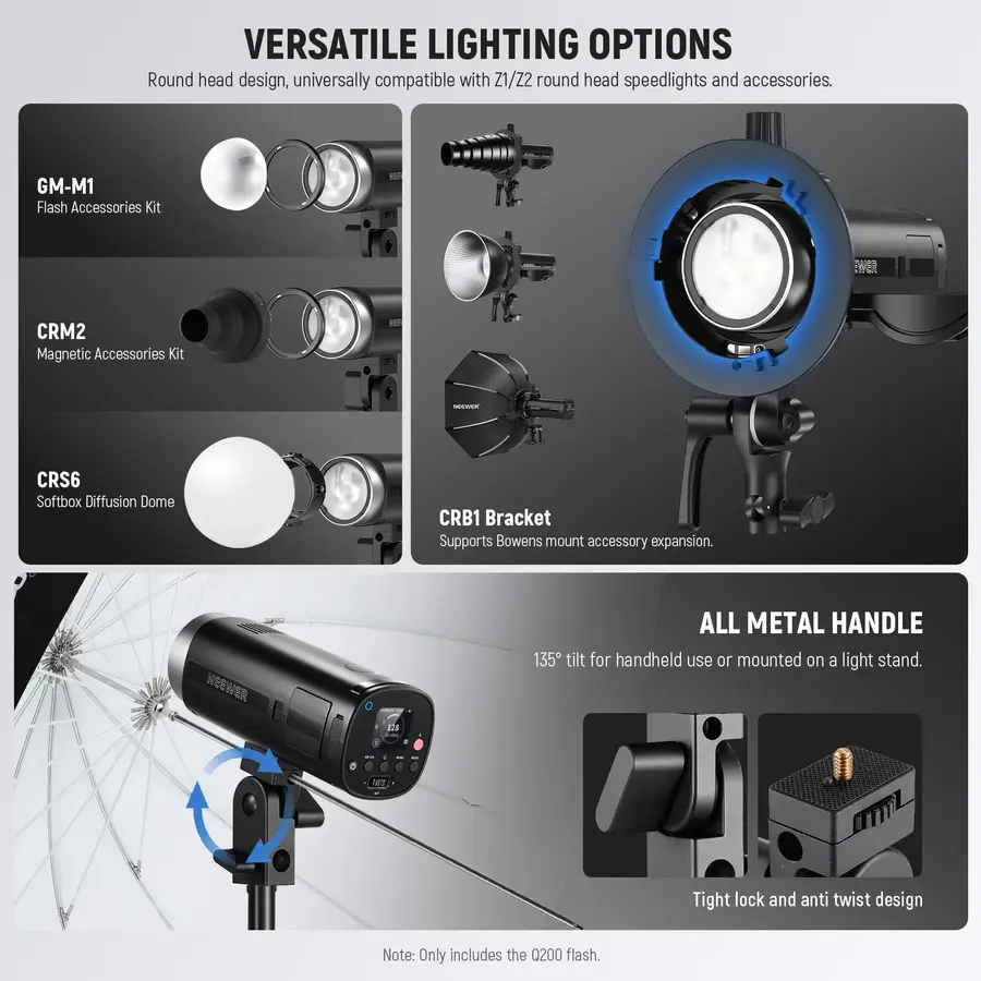 NEEWER Q200 200Ws 2.4G TTL Outdoor Flash with App Control