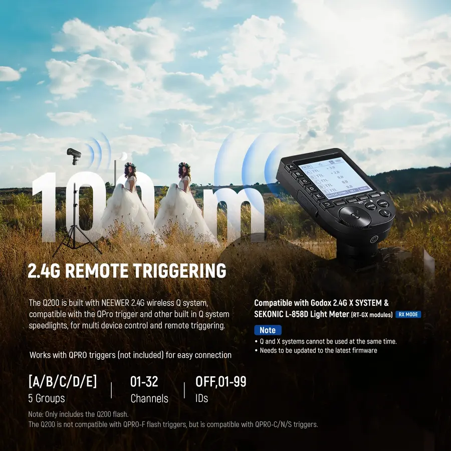 NEEWER Q200 200Ws 2.4G TTL Outdoor Flash with App Control