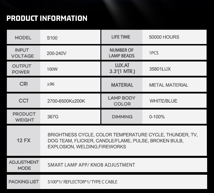 ZSYB S100 LED Video Light