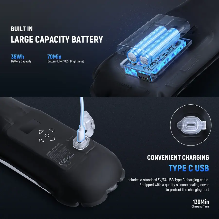 NEEWER BASICS GC30C مصباح تعبئة LED قابل للنفخ محمول باليد , بقدرة 30 واط RGB