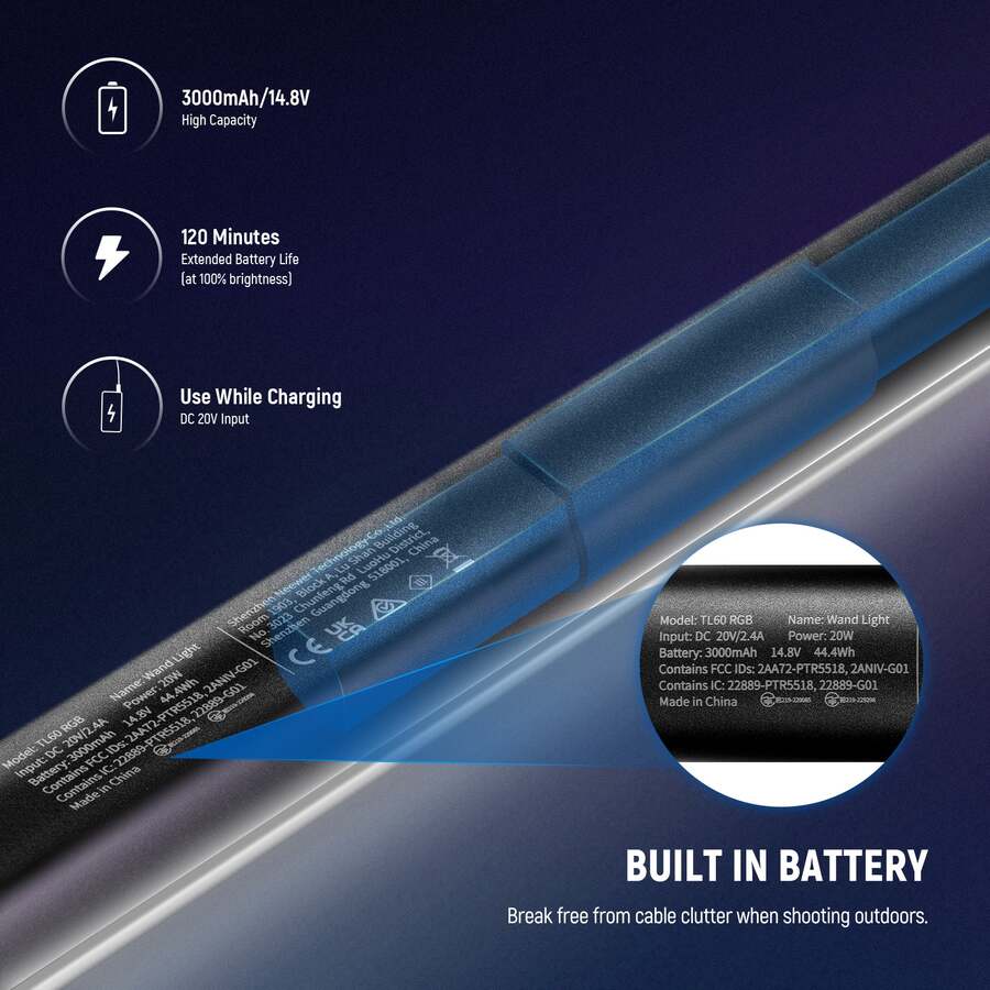 NEEWER TL60 20W RGB Tube Light with APP/2.4G/DMX Control